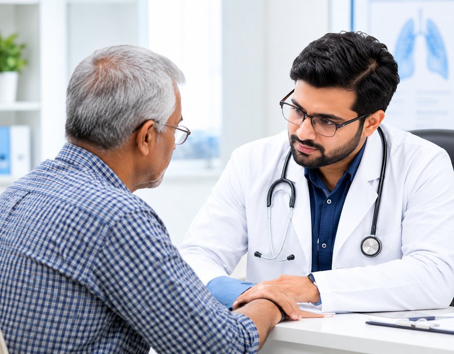 Chest specialist consulting a patient about lung and breathing problems